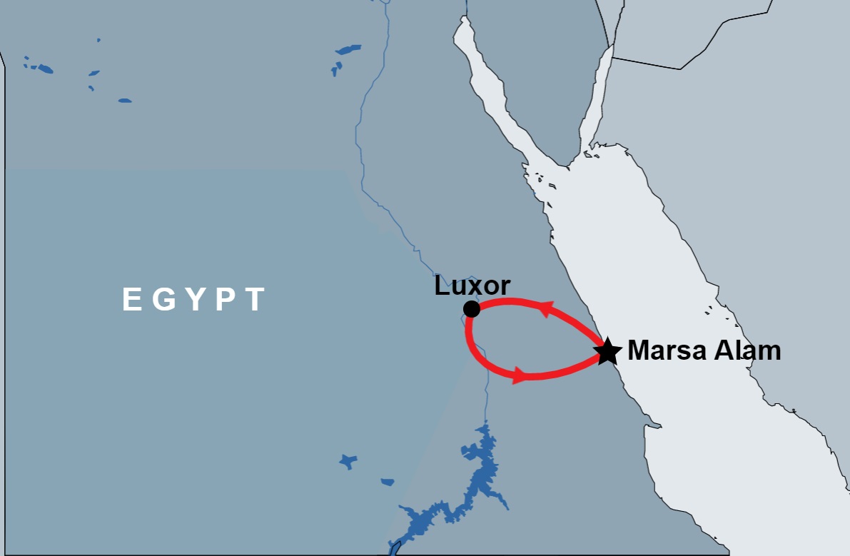 Overnight Tour to Luxor from Marsa Alam route map